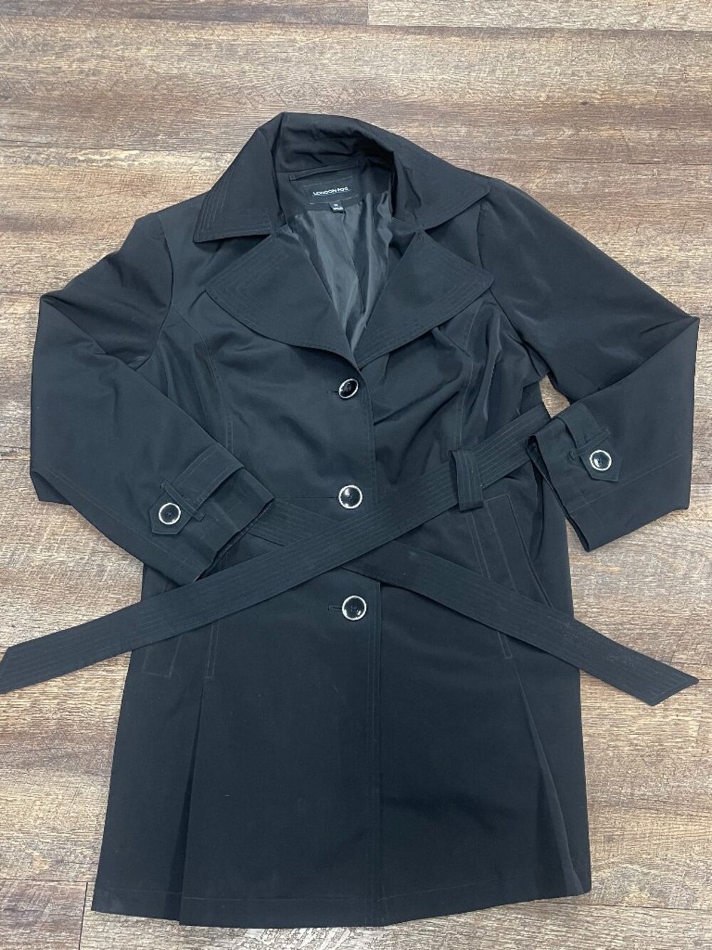 London Fog Black Belted Trench Coat Size 1X